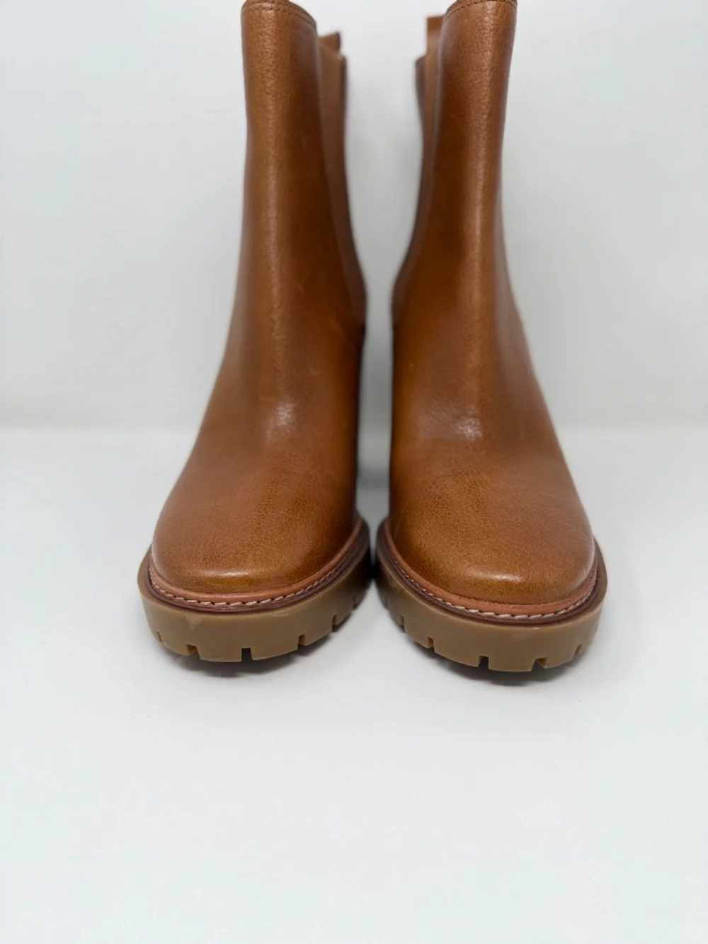 New Tory Burch Carson Lug Sole High Heel Boot Sz 10.5
